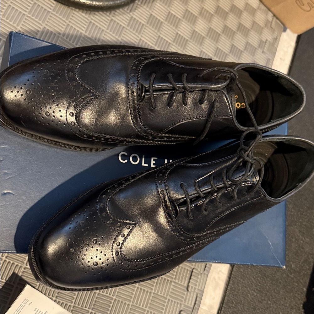 Cole Haan Black Brogue Leather Shoes